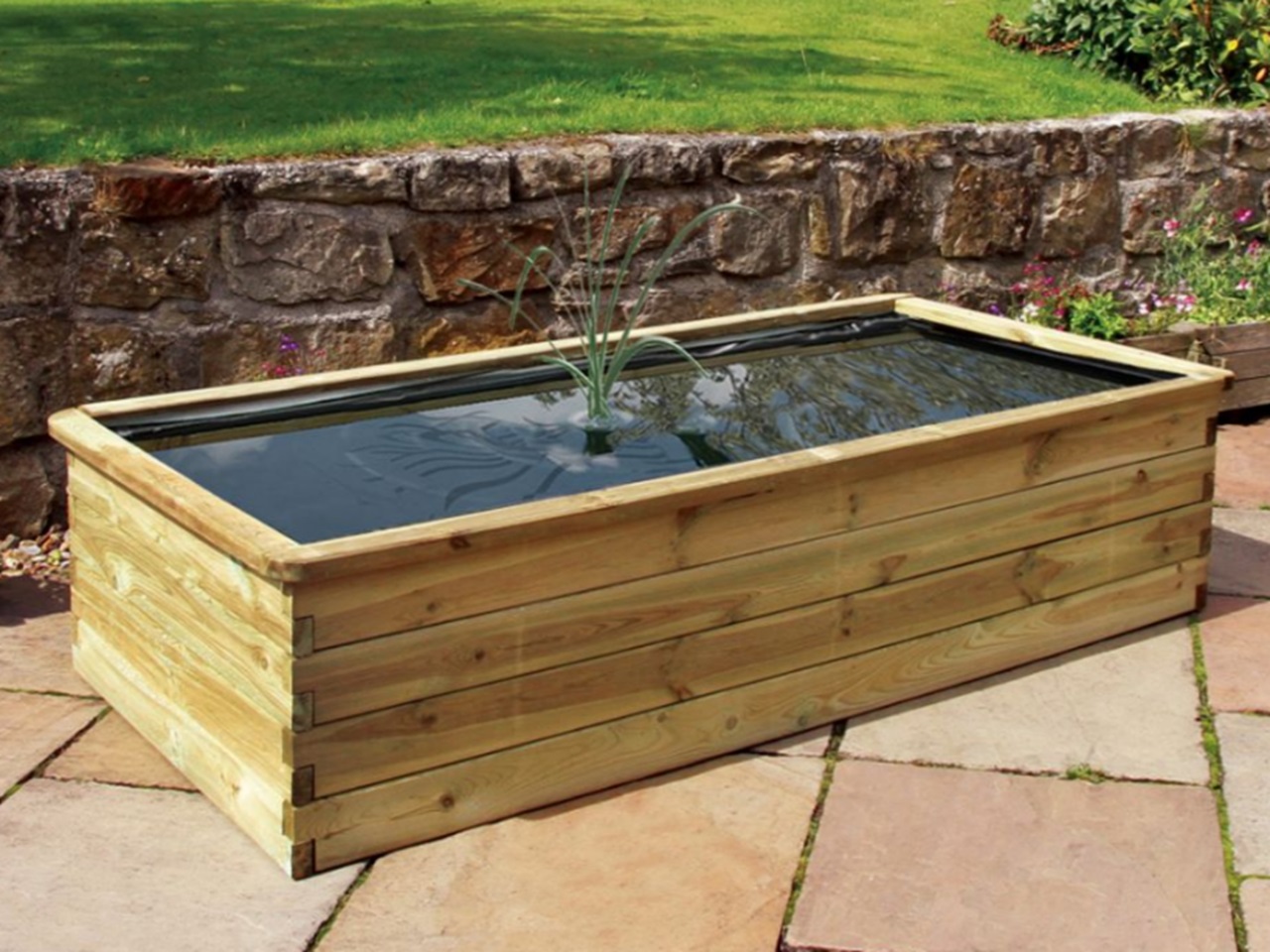How much water goes into the 1.8mx0.4m pond planter